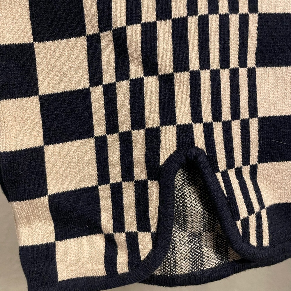 Checkered Mini Skirt in Navy and Cream - Picture 3 of 5